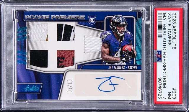 2023 Panini Absolute Zay Flowers Material Autograph Five Spectrum #209 card image