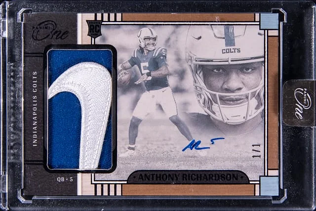 2023 Panini Anthony Richardson One Patch Autograph Black #18 card image