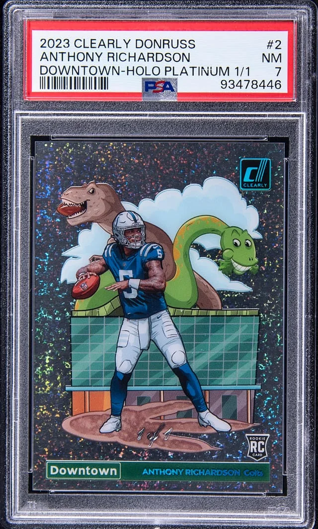 2023 Panini Anthony Richardson Clearly Donruss Downtown Holo Platinum #2 card image