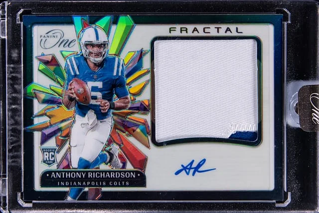 2023 Panini Anthony Richardson One Fractal Patch Autograph (RPA) #390 card image
