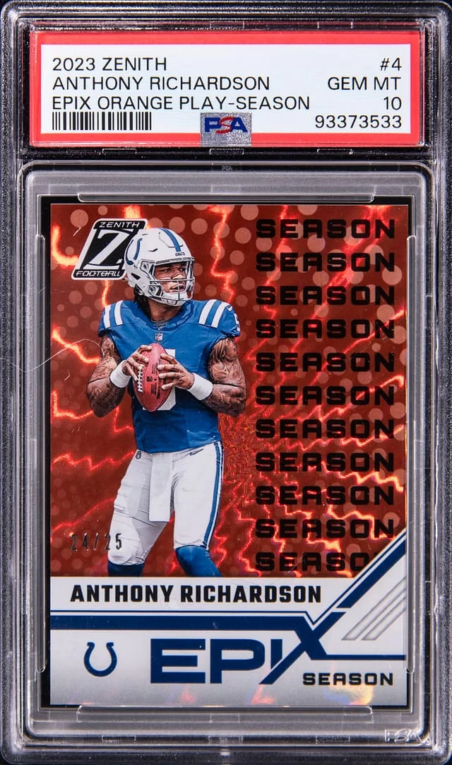 2023 Panini Anthony Richardson Zenith Epix Orange Play-Season #4 card image