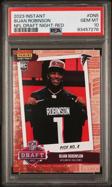 2023 Panini Bijan Robinson Instant NFL Draft Night Red #DN5 card image