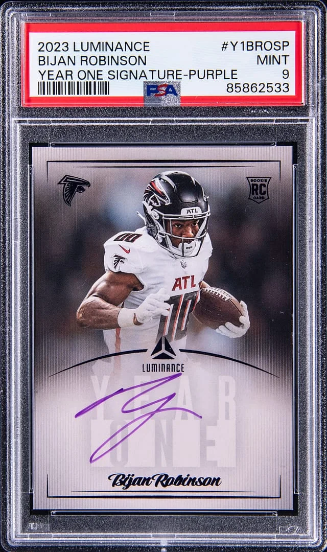 2023 Panini Bijan Robinson Luminance Year One Signature Purple #Y1BROSP card image