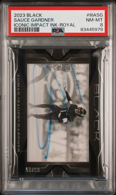 2023 Panini Black Ahmad Sauce Gardner Iconic Impact Ink - Royal #IIIASG card image