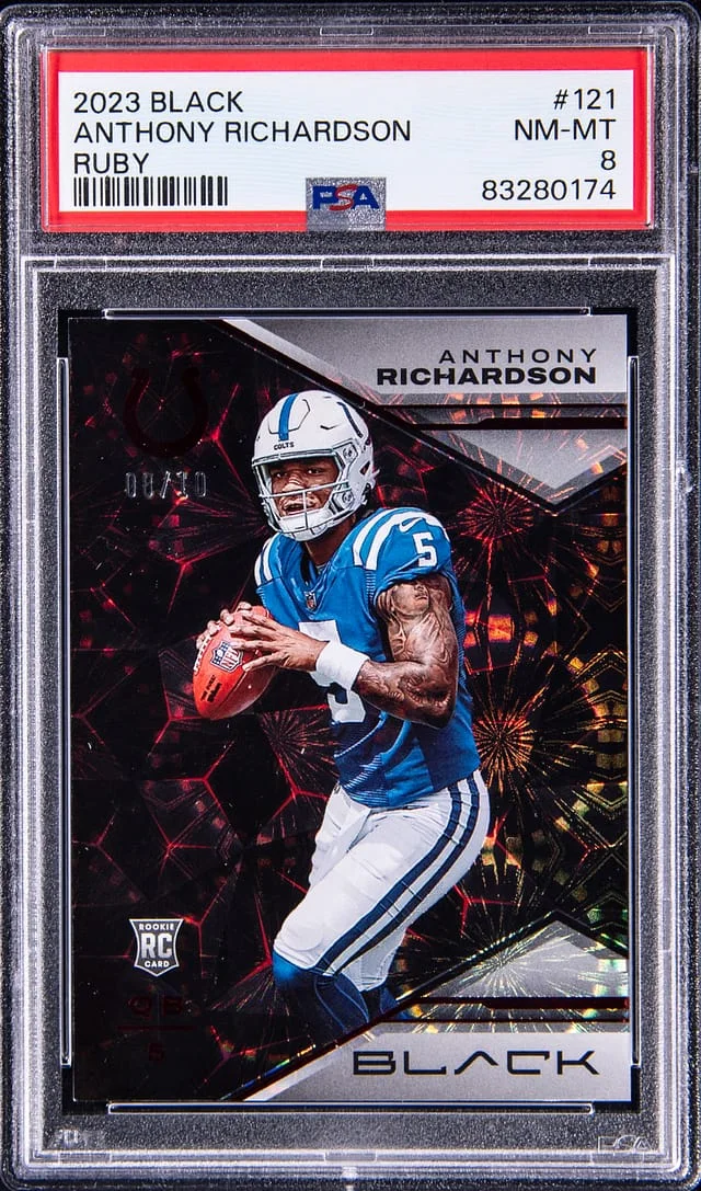 2023 Panini Black Anthony Richardson (#45545) Ruby #121 card image