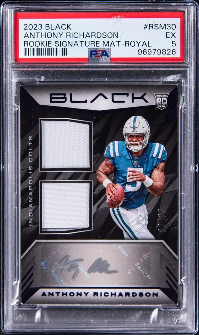 2023 Panini Black Anthony Richardson Signature Material Royal #RSM-30 card image