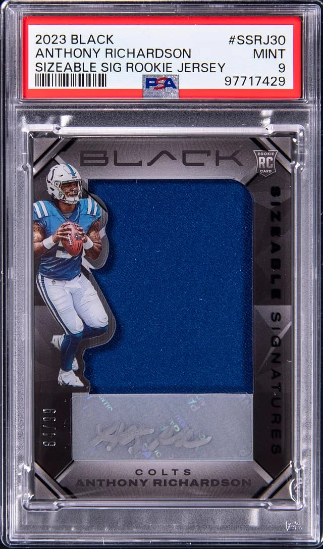 2023 Panini Black Anthony Richardson Sizeable Signature Jersey #SSRJ-30 card image