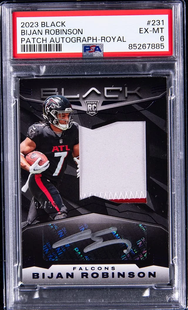 2023 Panini Black Bijan Robinson Patch Autograph Royal #231 card image