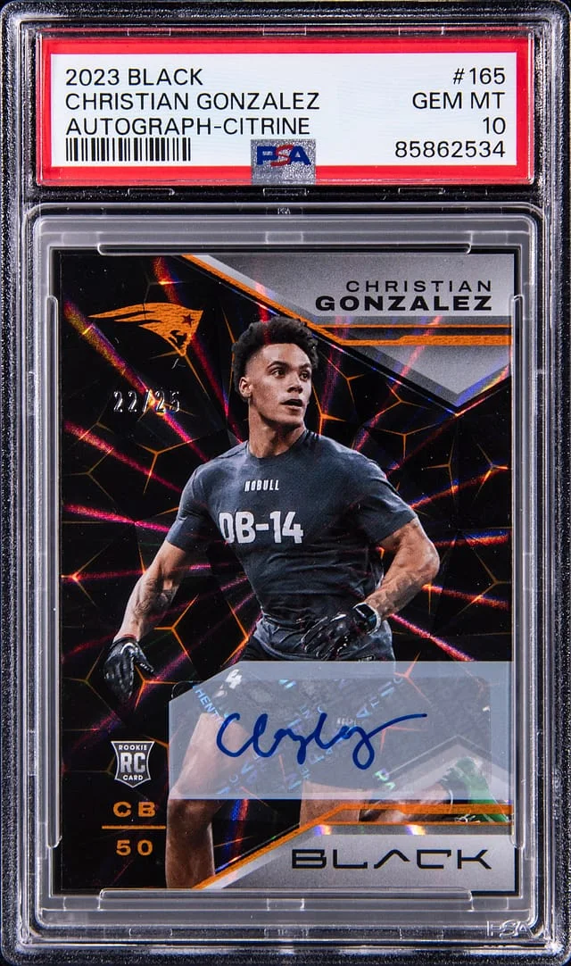 2023 Panini Black Christian Gonzalez Autograph Citrine #165 card image