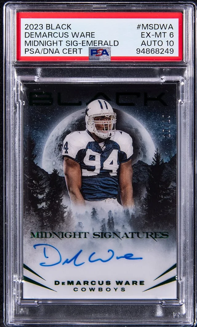 2023 Panini Black DeMarcus Ware Midnight Signature Emerald #MSDWA card image