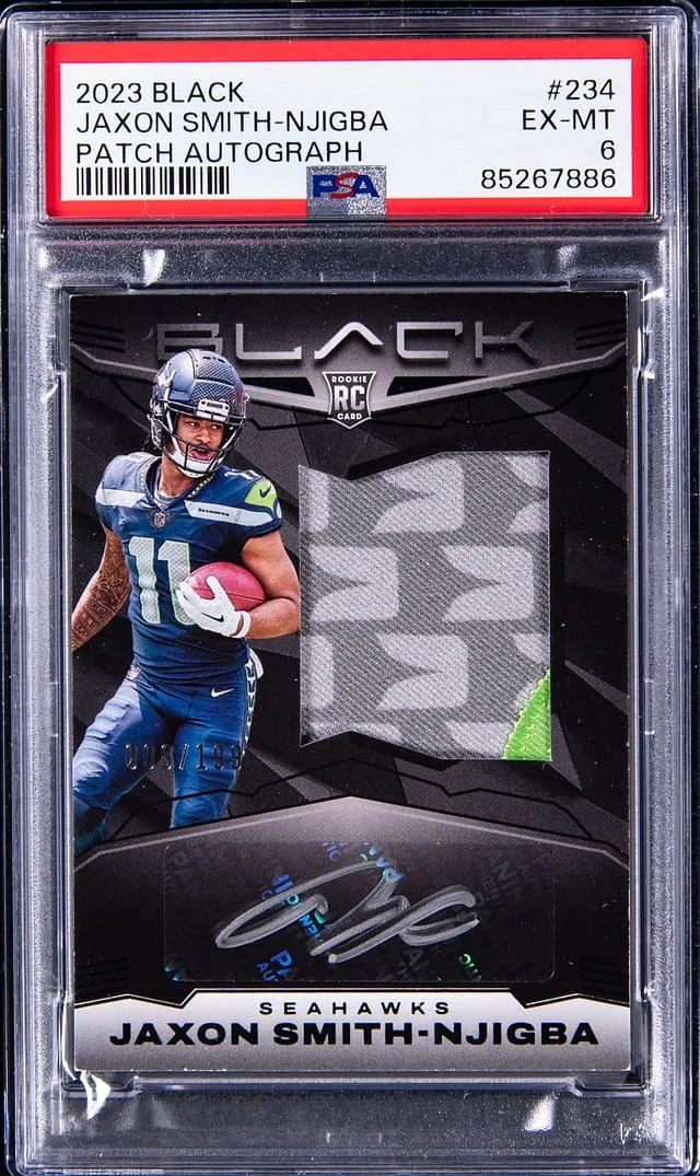 2023 Panini Black Jaxon Smith-Njigba Patch Autograph #234 card image