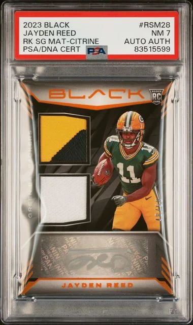 2023 Panini Black Jayden Reed Signature Materials Citrine #RSM-28 card image