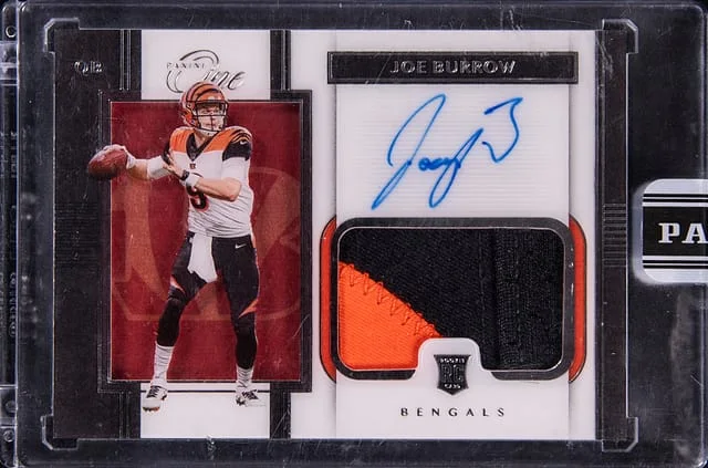 2023 Panini Black Joe Burrow Box '20 Panini One Patch Autographs #111 card image