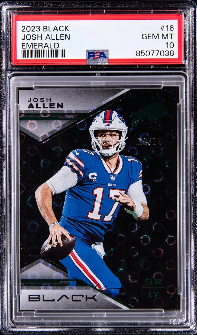 2023 Panini Black Josh Allen Emerald #16 card image