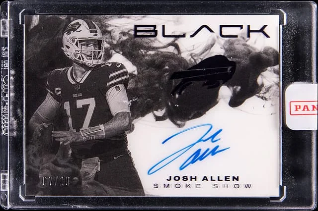 2023 Panini Black Josh Allen Smoke Show Signatures Royal #SM-JAL card image