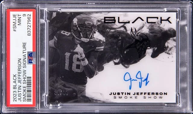 2023 Panini Black Justin Jefferson Smoke Show Signature #SMJJE card image
