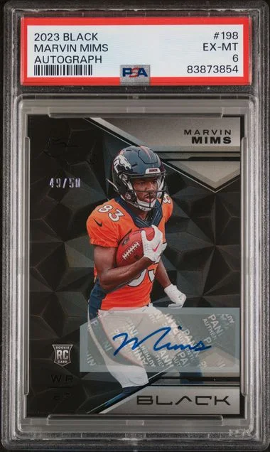 2023 Panini Black Marvin Mims Autograph #198 card image