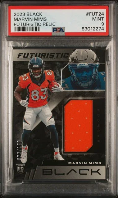 2023 Panini Black Marvin Mims Futuristic Relics #Fut24 card image
