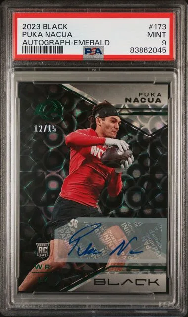 2023 Panini Black Puka Nacua Autograph-Emerald #173 card image