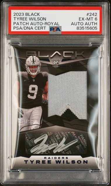 2023 Panini Black Tyree Wilson Patch Autograph-Royal #242 card image