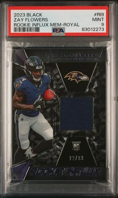 2023 Panini Black Zay Flowers Influx Memorabilia Royal #Ri9 card image