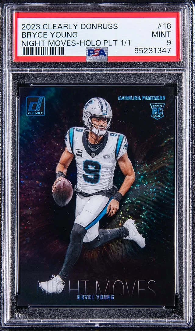 2023 Panini Bryce Young Clearly Donruss Night Moves Holo Platinum #18 card image