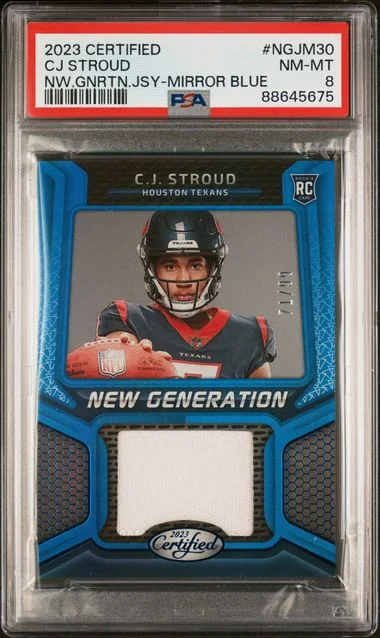 2023 Panini Certified C.J. Stroud New Generation Jersey Mirror Blue #NGJM30 card image