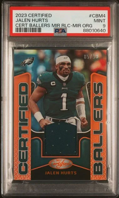 2023 Panini Certified Jalen Hurts Certified Ballers Mirror Relic Mirror Orange #CBM4 card image
