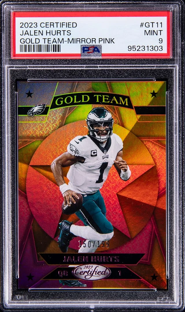 2023 Panini Certified Jalen Hurts Gold Team Mirror Pink #GT-11 card image