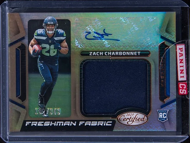 2023 Panini Certified Zach Charbonnet Freshman Fabric #FFMS-40 card image