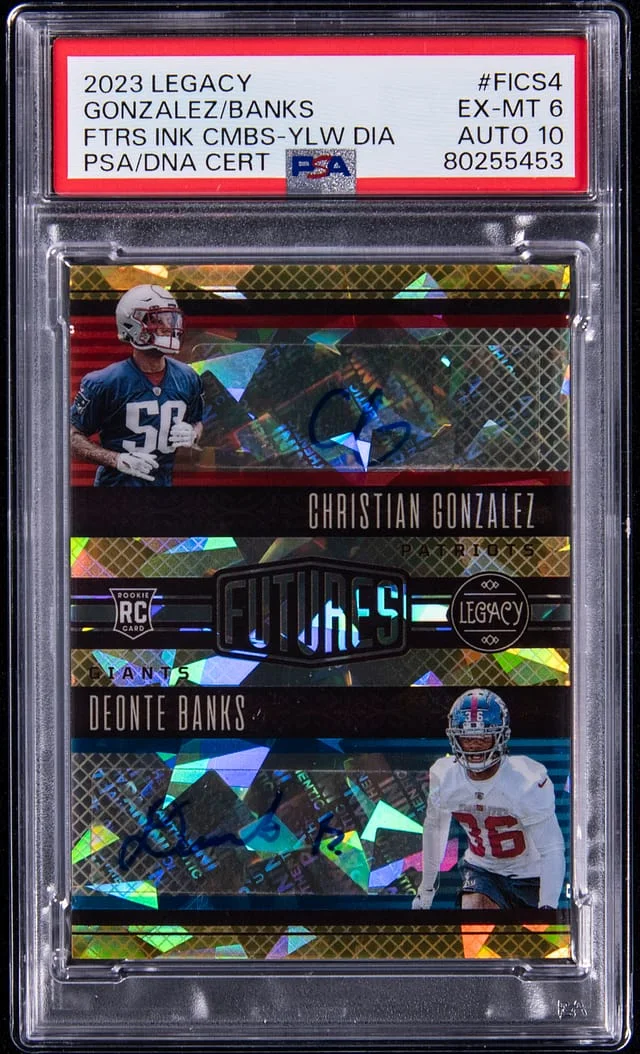 2023 Panini Christian Gonzalez/Deonte Banks Legacy Futures Ink Combs Yellow #FICS4 card image