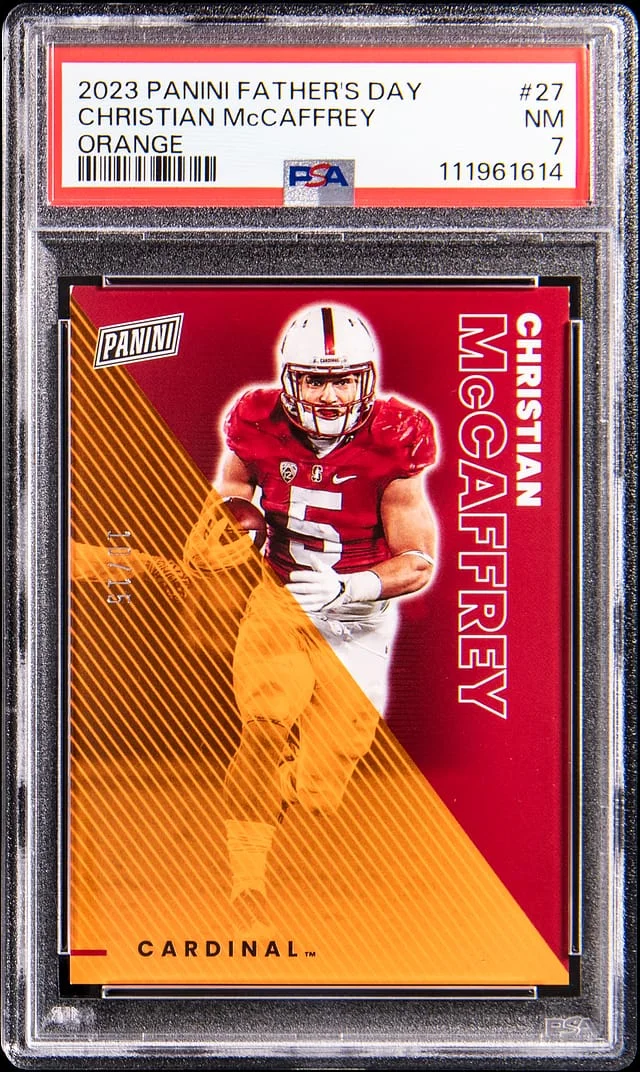2023 Panini Christian McCaffrey Father's Day Orange #27 card image