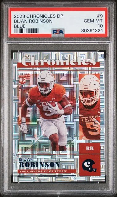 2023 Panini Chronicles Draft Picks Bijan Robinson Blue #9 card image