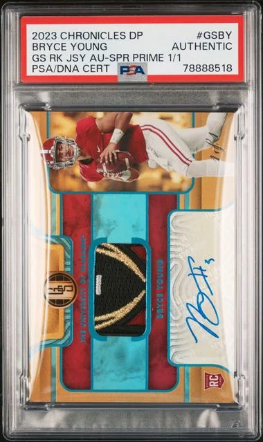 2023 Panini Chronicles Draft Picks Bryce Young Gold Standard Jersey Autograph Super Prime #GS-BY card image