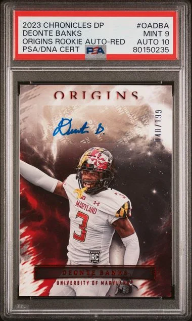 2023 Panini Chronicles Draft Picks Origins Autographs Red Oadba Deonte Banks #no-number card image