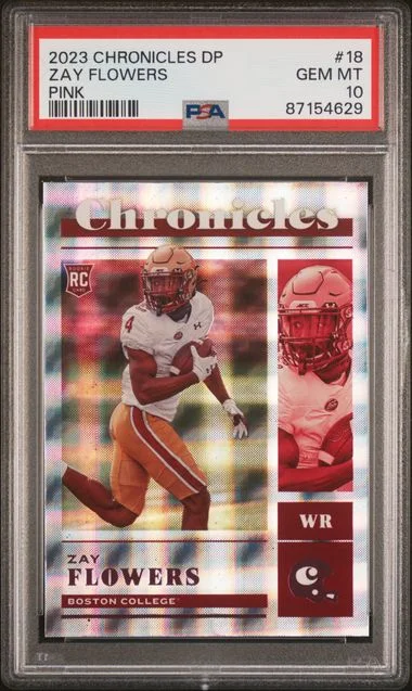 2023 Panini Chronicles Draft Picks Zay Flowers Pink #18 card image