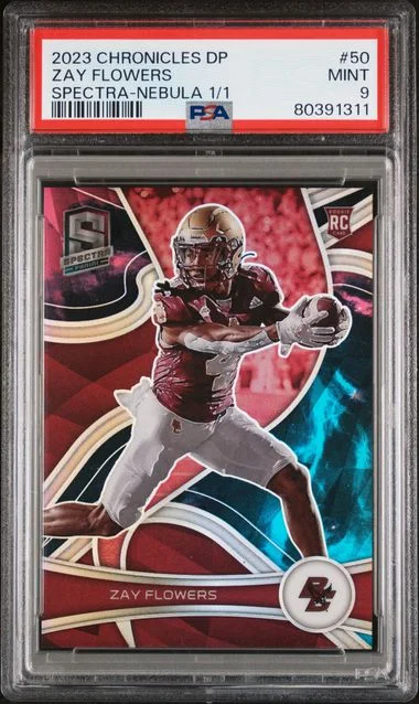 2023 Panini Chronicles Draft Picks Zay Flowers Spectra Nebula 1/1 #50 card image