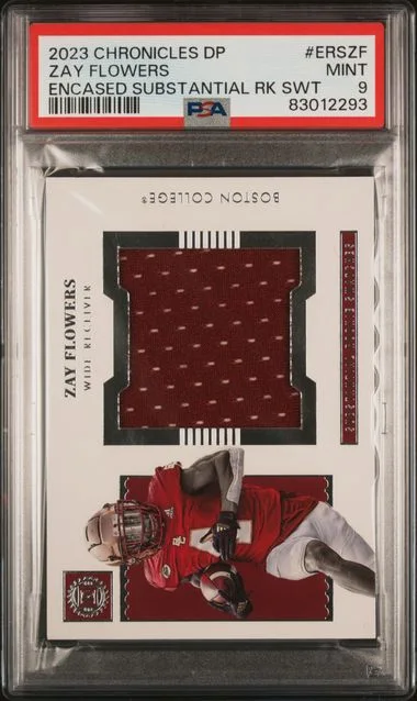 2023 Panini Chronicles Draft Picks Zay Flowers Encased Substantial Swatches #ERSZF card image
