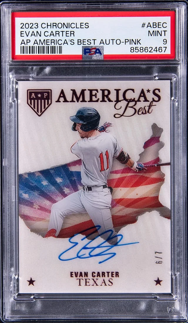 2023 Panini Chronicles Evan Carter AP America's Best Autograph #ABEC card image