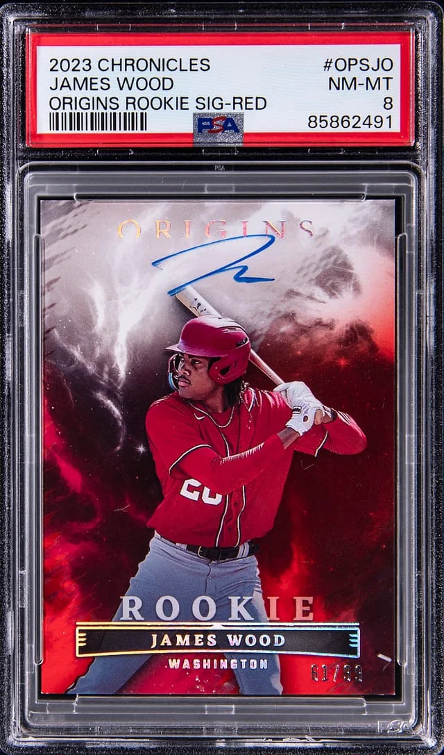 2023 Panini Chronicles James Wood Origins Signatures Red #OPSJO card image