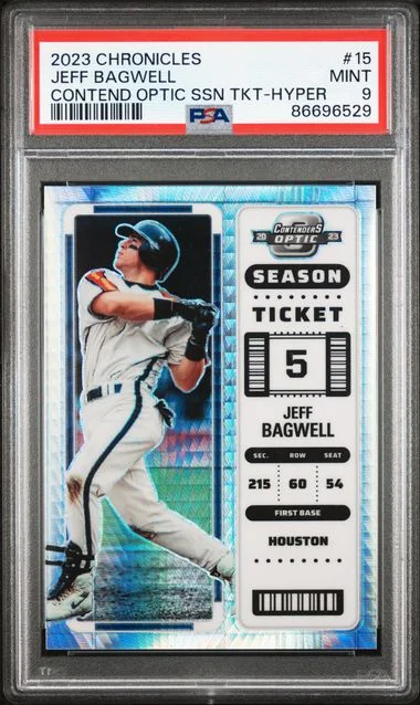 2023 Panini Chronicles Jeff Bagwell Contenders Optic Season Ticket Hyper #15 card image