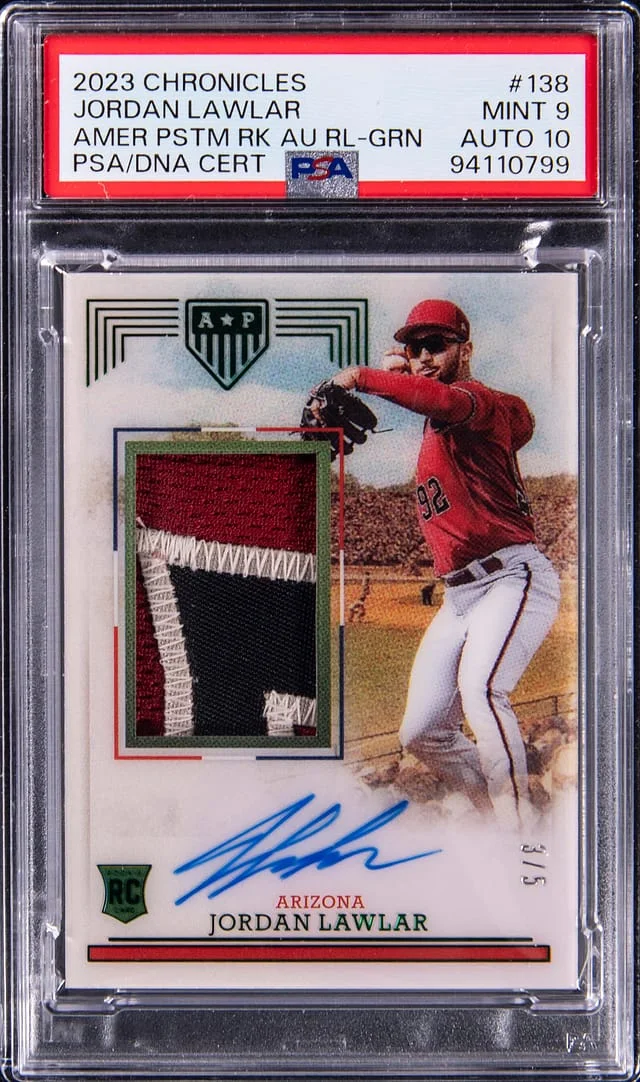 2023 Panini Chronicles Jordan Lawlar American Pastime Autograph Relics Green #138 card image