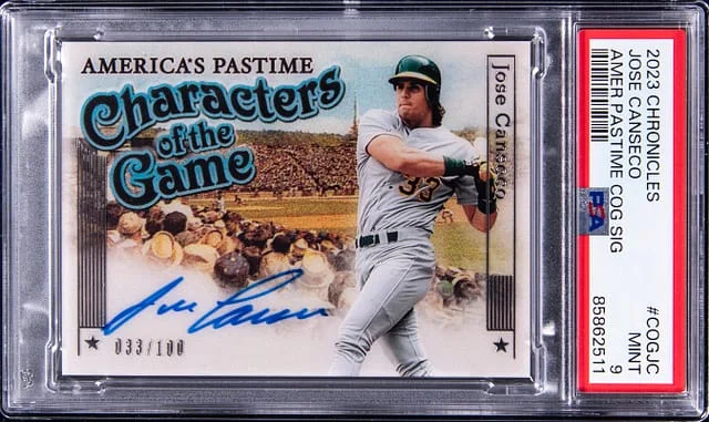 2023 Panini Chronicles Jose Canseco America's Pastime Characters of The Game Signatures #COGJC card image