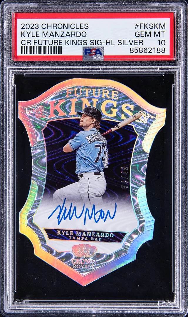 2023 Panini Chronicles Kyle Manzardo Crown Royale Future Kings Signature Silver #FKSKM card image