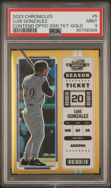 2023 Panini Chronicles Luis Gonzalez Contenders Optic Season Ticket Gold #5 card image