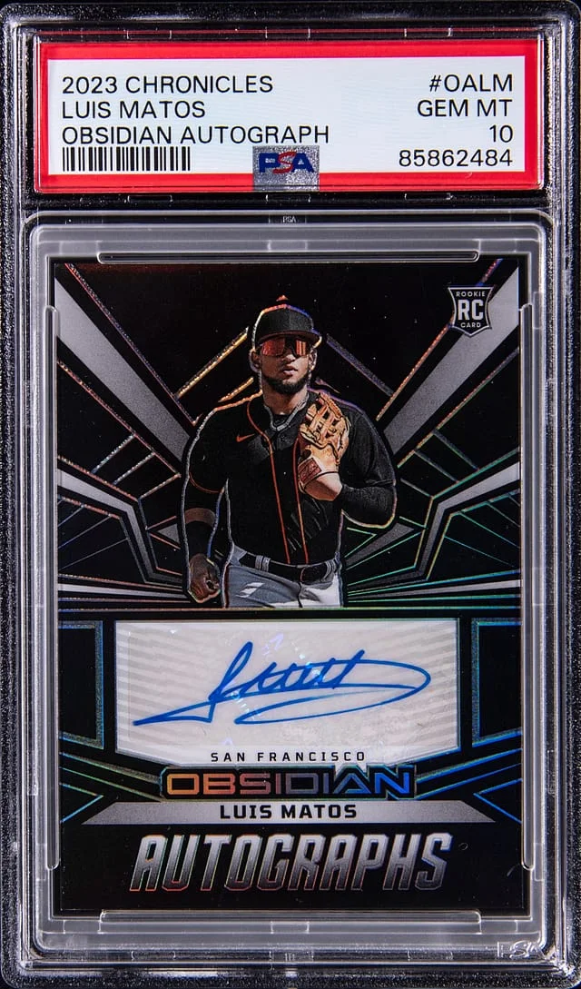 2023 Panini Chronicles Luis Matos Obsidian Autograph #OALM card image