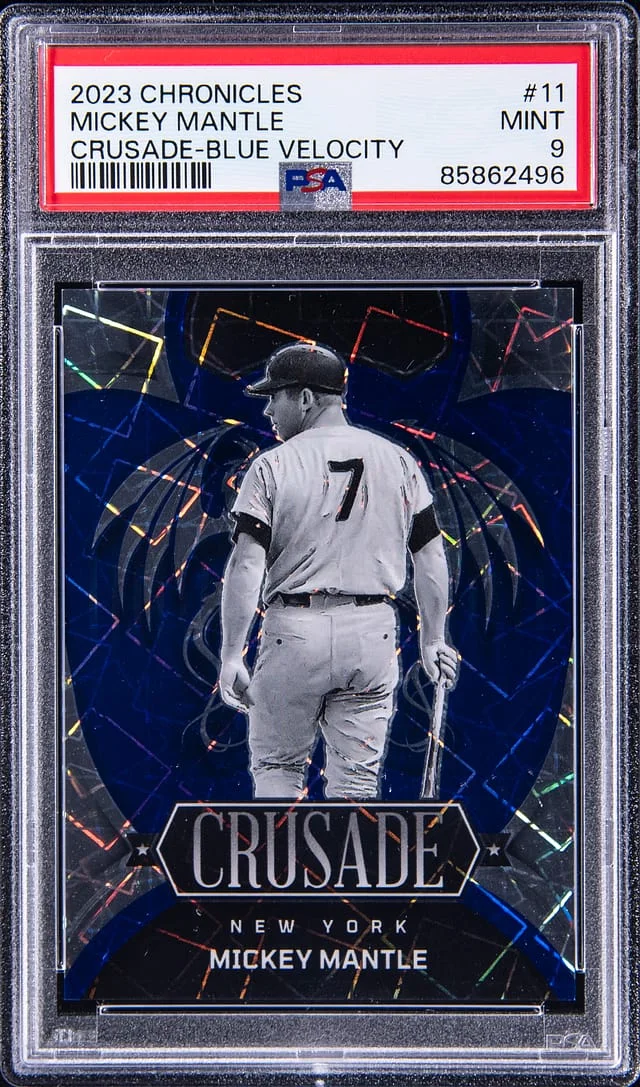 2023 Panini Chronicles Mickey Mantle Crusade Blue Velocity #11 card image