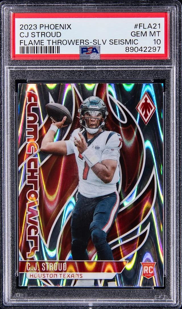 2023 Panini CJ Stroud Phoenix Flame Throwers Silver Seismic #FLA-21 card image