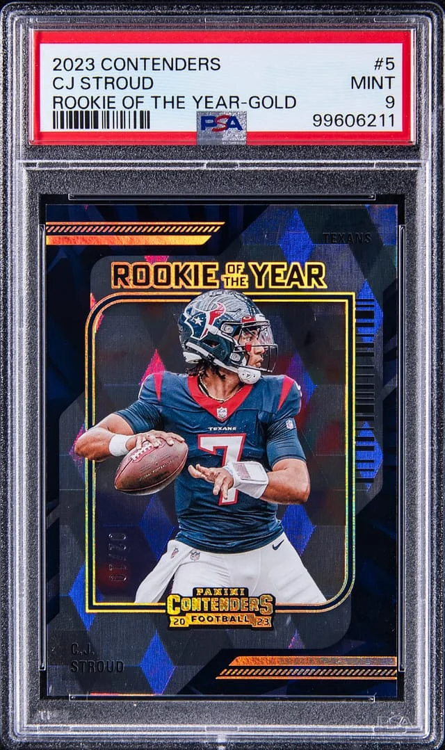 2023 Panini Contenders C.J. Stroud of the Year Gold #5 card image