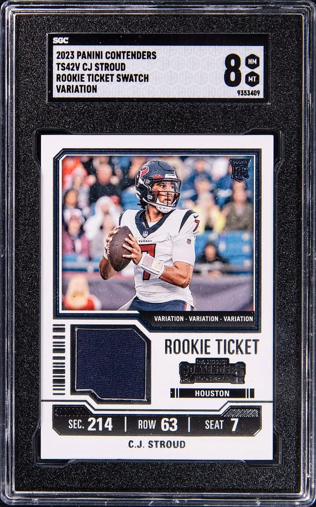 2023 Panini Contenders C.J. Stroud Ticket Swatch Variation #TS42V card image